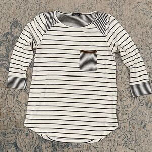 Pink Clover Striped Black and White Tee